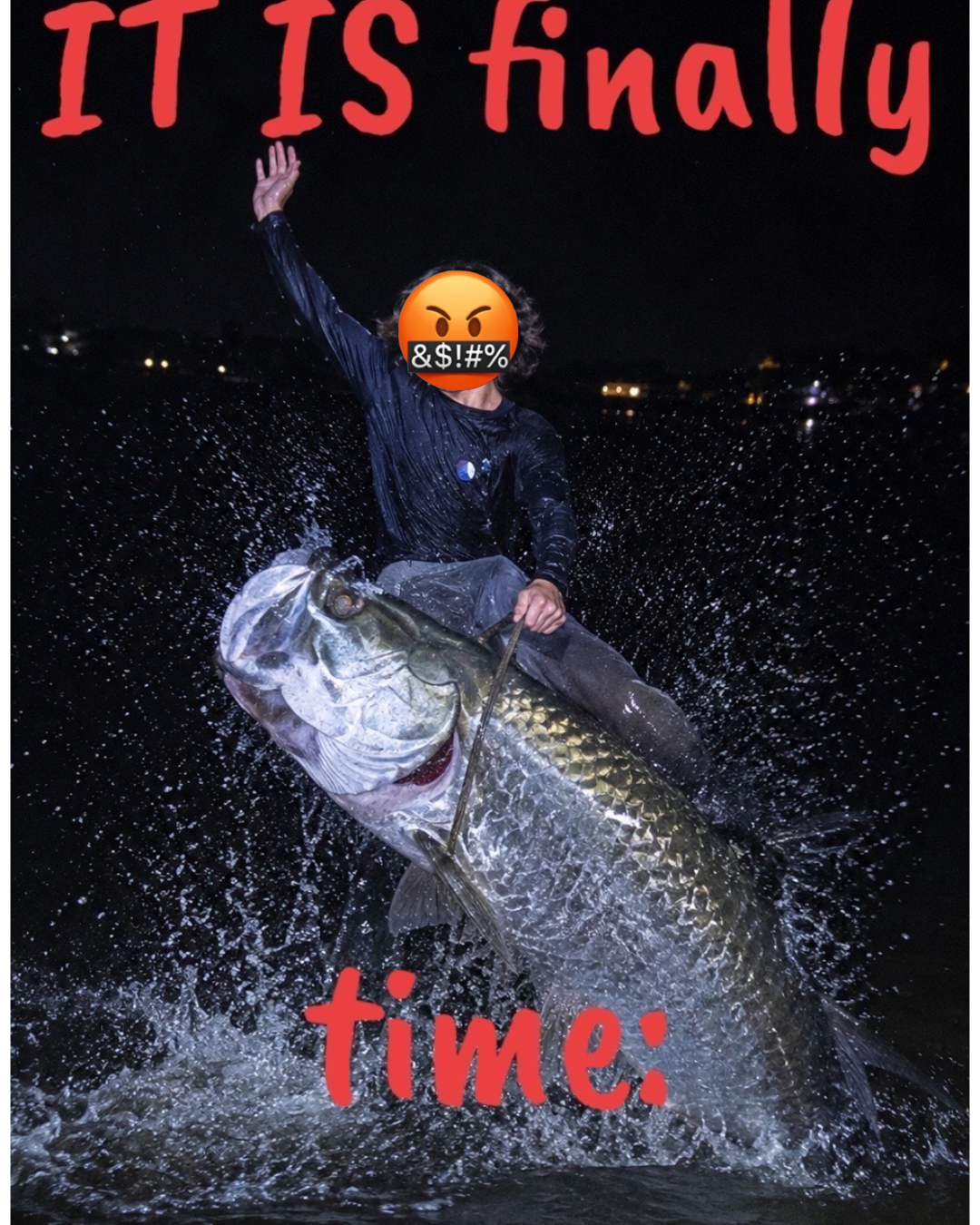 Carson Baker taking on an 8 foot tarpon jumped out of the water has him taken care of old-school way